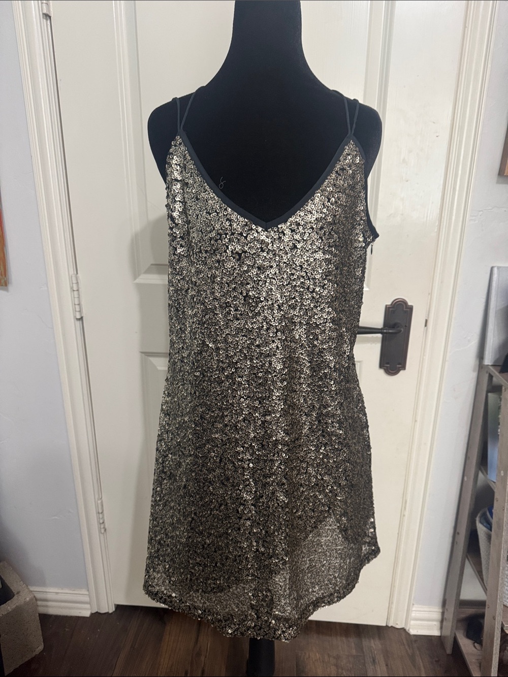 Abercrombie & Fitch Silver Sequin Slip Tank